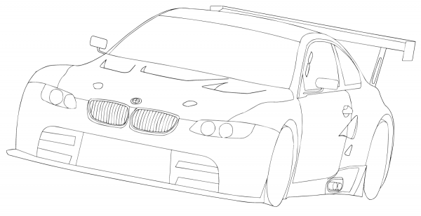 BMW E92 M3 GTR coloring page image