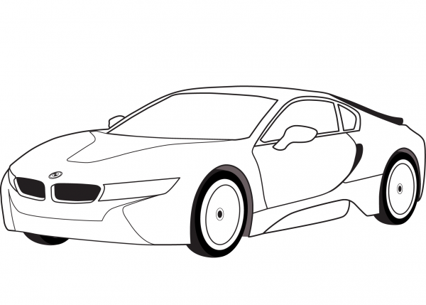 BMW I8 coloring page image