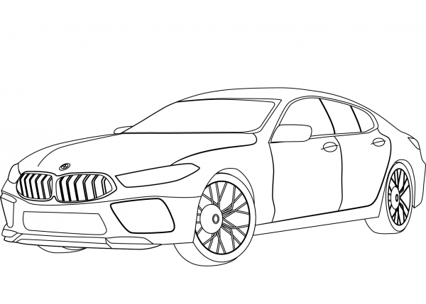 BMW M8 coloring page image
