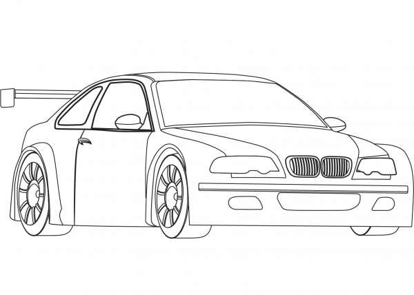 BMW Race Car coloring page image