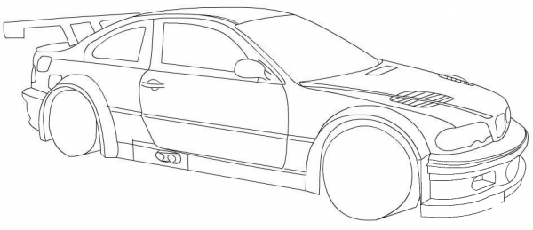 BMW Racing Car coloring page image