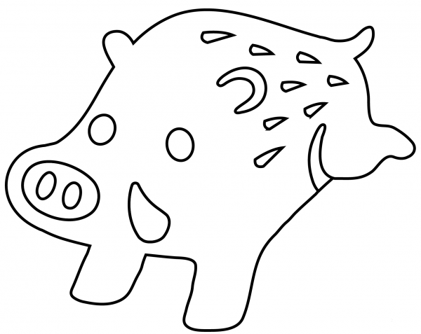 Boar Emoji coloring page image