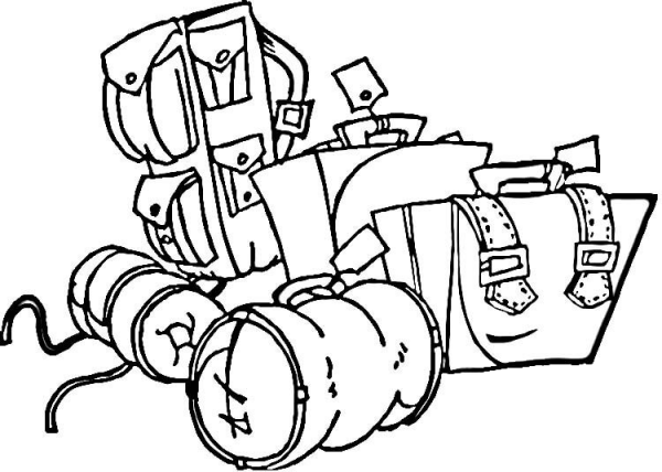 Boarding luggage coloring page image