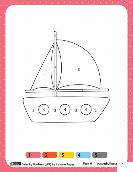 Boat Color by Numbers 1-5 image