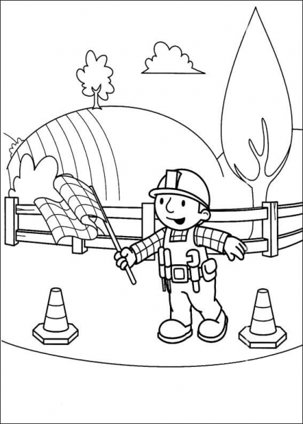 Bob Is Holding A Flag  coloring page image