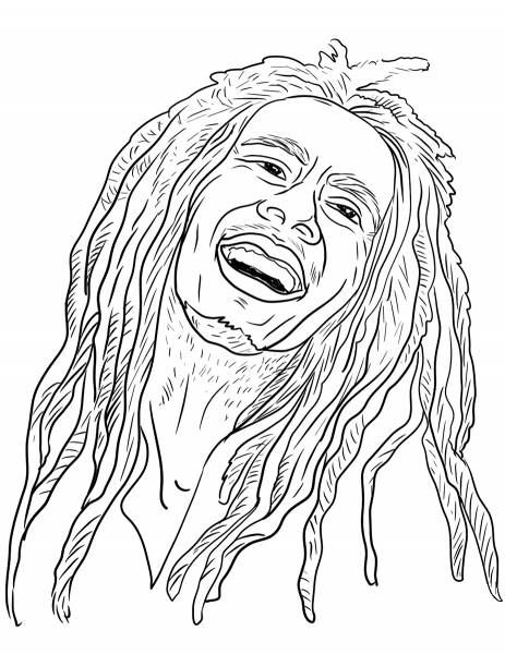 Bob Marley coloring page image