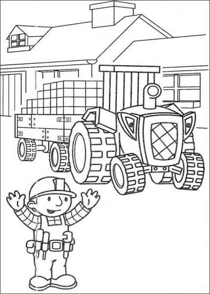 Bob the builder And Travis coloring page image