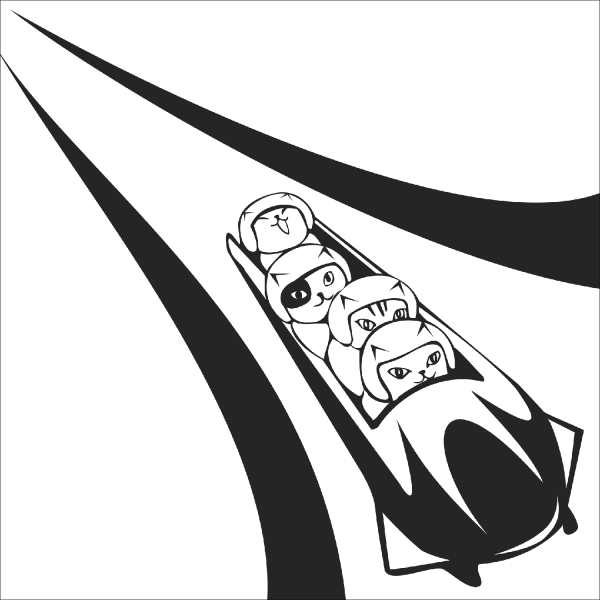 Bobsled Cats coloring page image