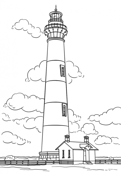 Bodie Island Lighthouse, North Carolina coloring page image