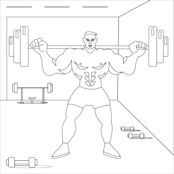 Bodybuilding coloring page image