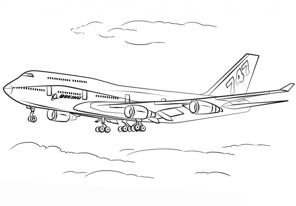 Boeing 747-400 coloring page image
