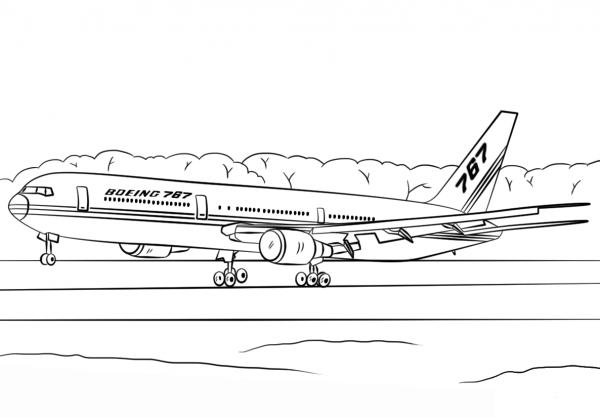 Boeing 767-400ER coloring page image