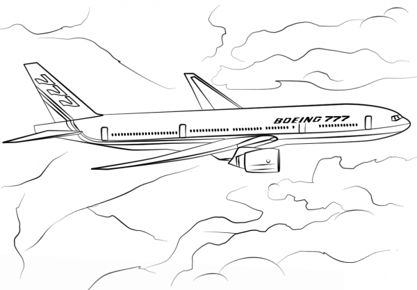 Boeing 777-200 coloring page image