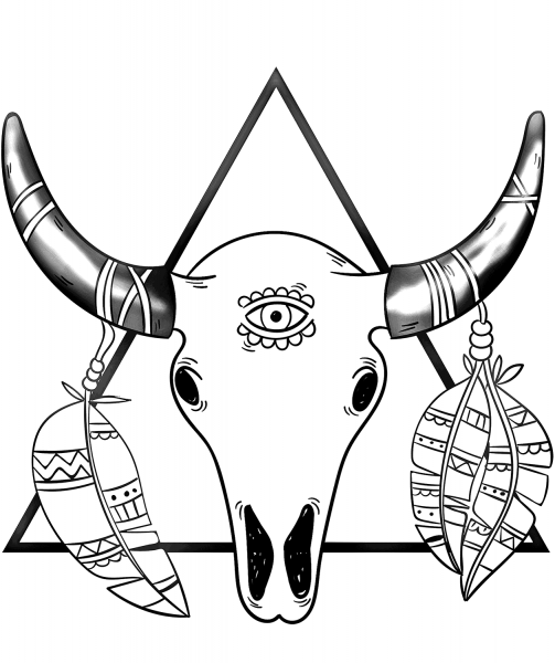 Boho Skull coloring page image