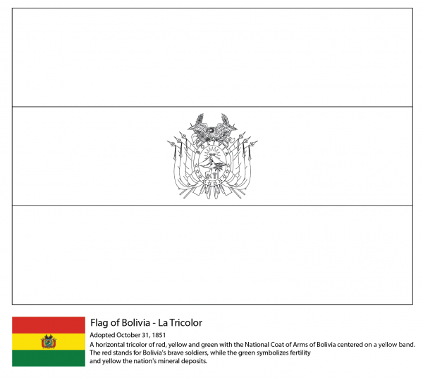 Bolivia Flag coloring page image