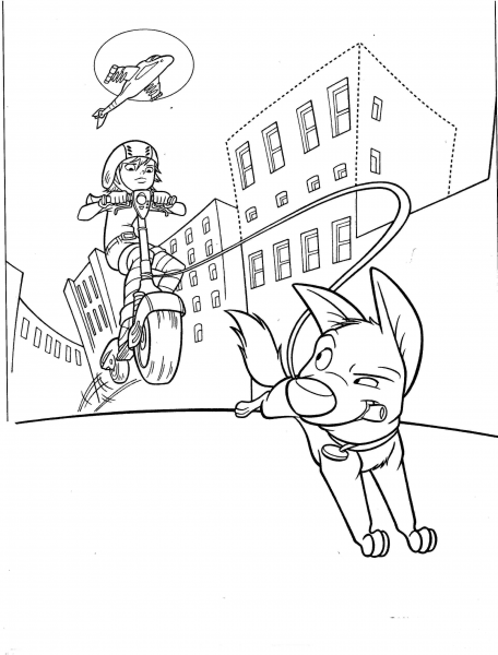 Bolt Is Dragging Penny  coloring page image