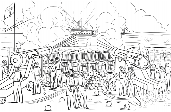 Bombardment of Fort Sumter coloring page image