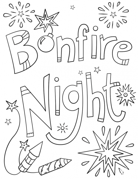 Bonfire Night coloring page image