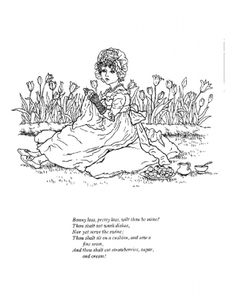 Bonny Lass, Pretty Lass, Wilt Thou Be Mine? coloring page image