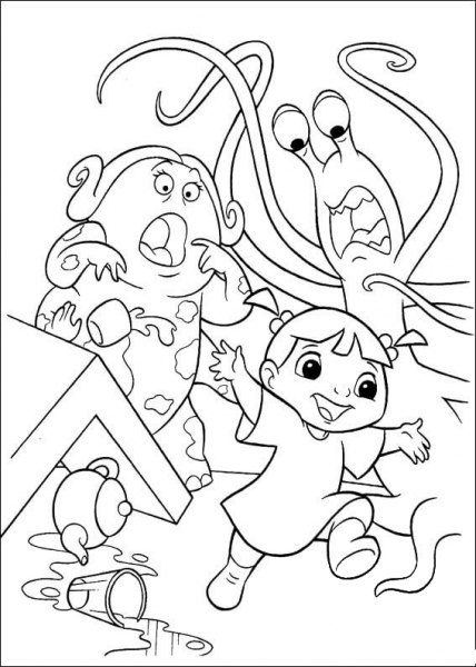 Boo scared monsters coloring page image