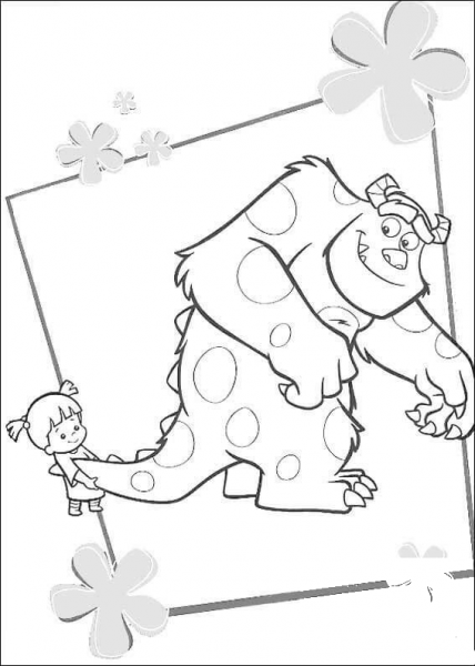 Boo, Sulley and his tail coloring page image