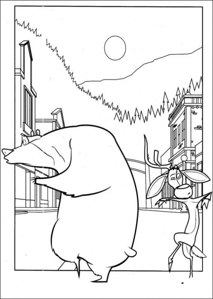 Boog And Elliot in city coloring page image