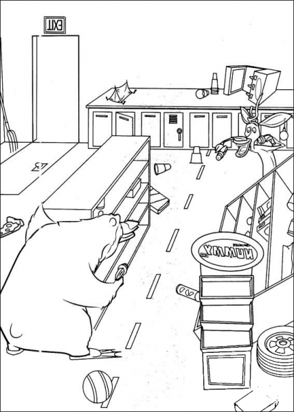 Boog And Elliot Inside a supermarket coloring page image