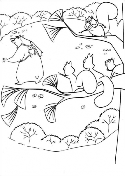 Boog and squirrels coloring page image