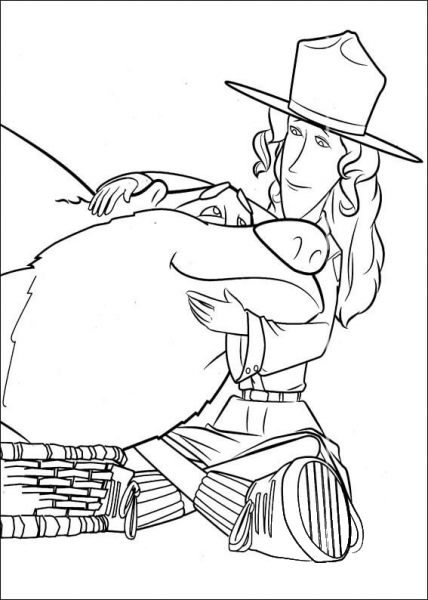 Boog bear with the owner coloring page image