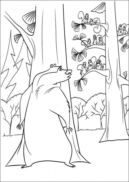 Boog Is Hiding Behind The Tree  coloring page image