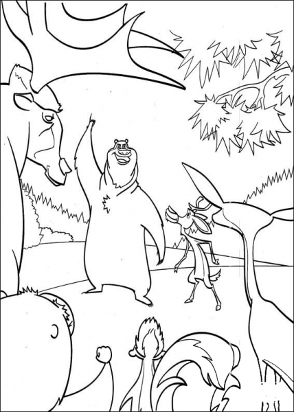 Boog Meets other Animals  coloring page image