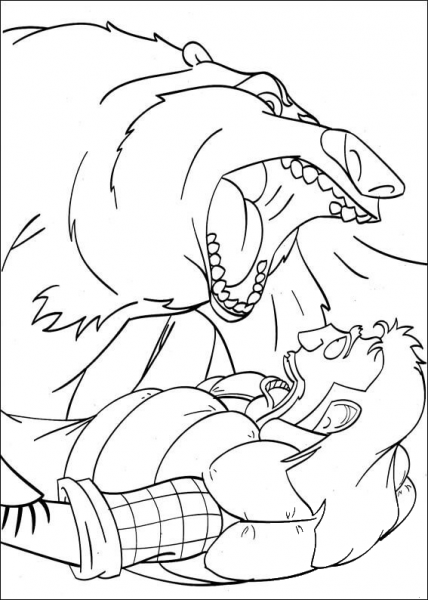 Boog Roars at Hunter  coloring page image