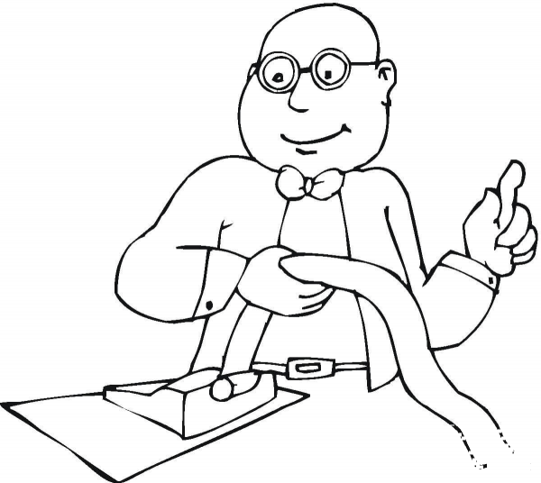 Bookkeeper At Work  coloring page image
