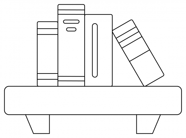 Bookshelf coloring page image