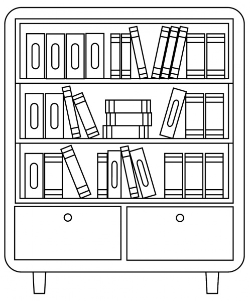 Bookshelf coloring page image