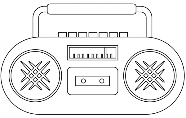 Boombox coloring page image