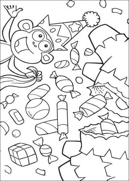 Boots Has A Lot Of Candy  coloring page image