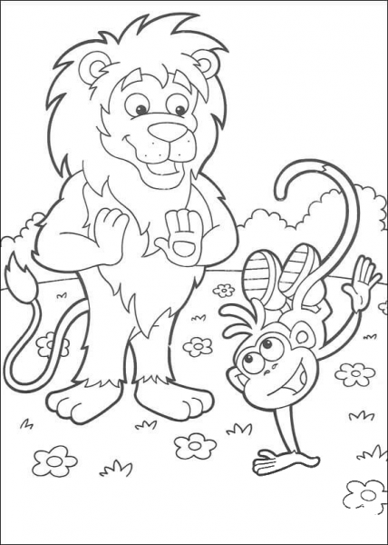 Boots stood on one hand coloring page image