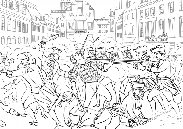 Boston Massacre coloring page image