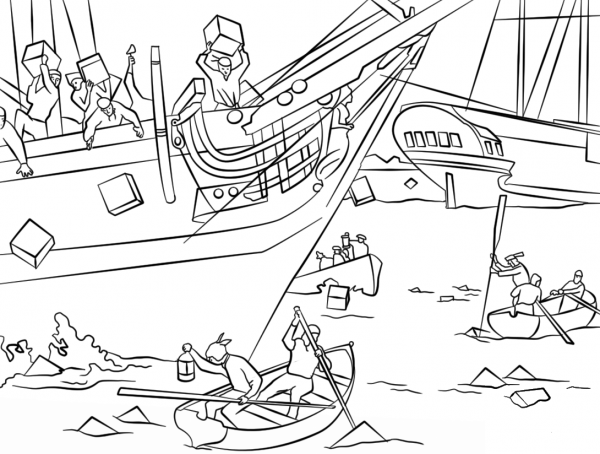 Boston Tea Party coloring page image