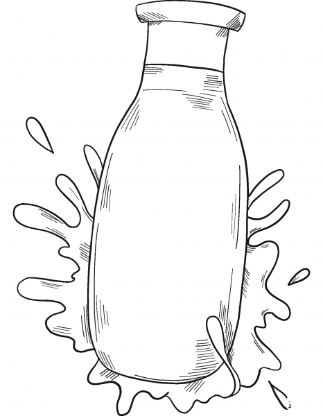 Bottle of Milk coloring page image