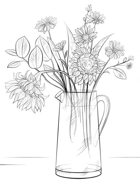 Bouquet of Flowers coloring page image
