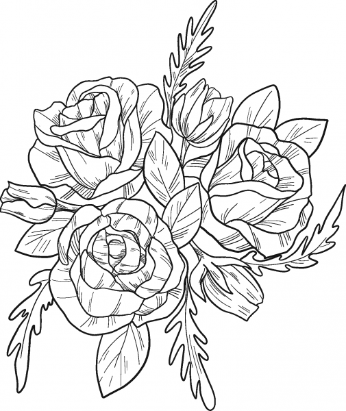 Bouquet of Roses coloring page image