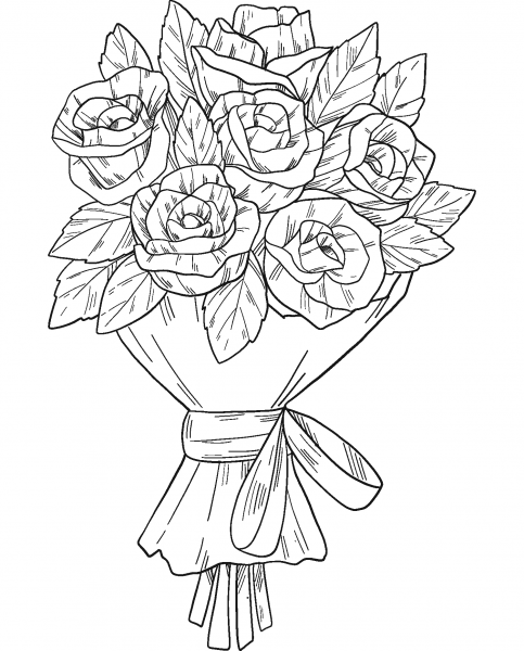Bouquet of Roses coloring page image