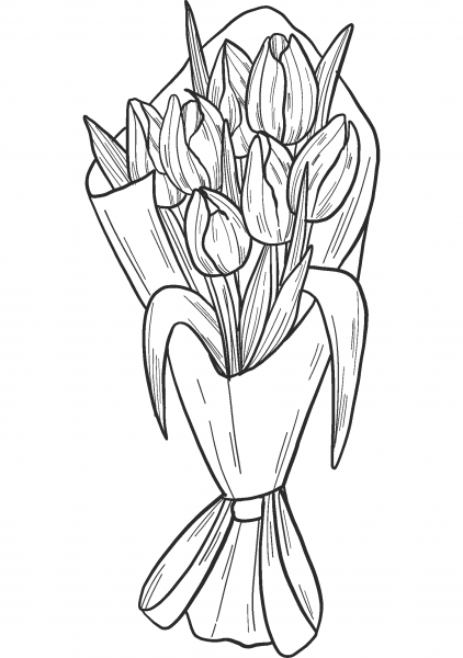 Bouquet of Tulips coloring page image