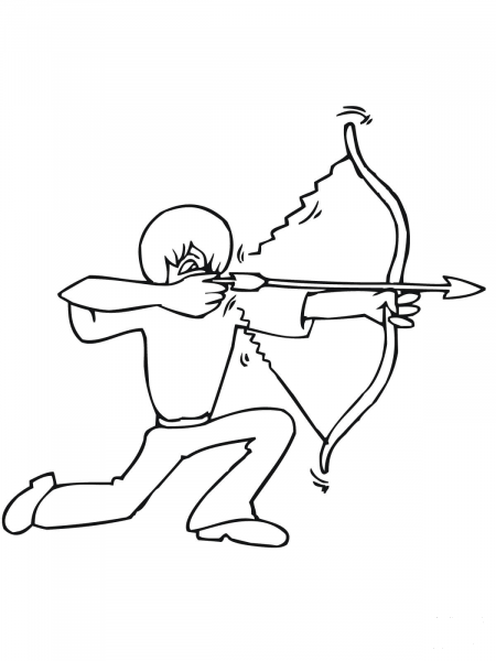 Bow Shooting from the Knee coloring page image