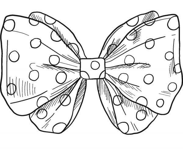 Bow with dots coloring page image