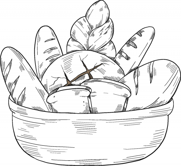 Bowl of Bread coloring page image