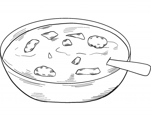 Bowl of Soup coloring page image