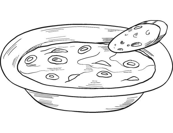 Bowl of Soup coloring page image